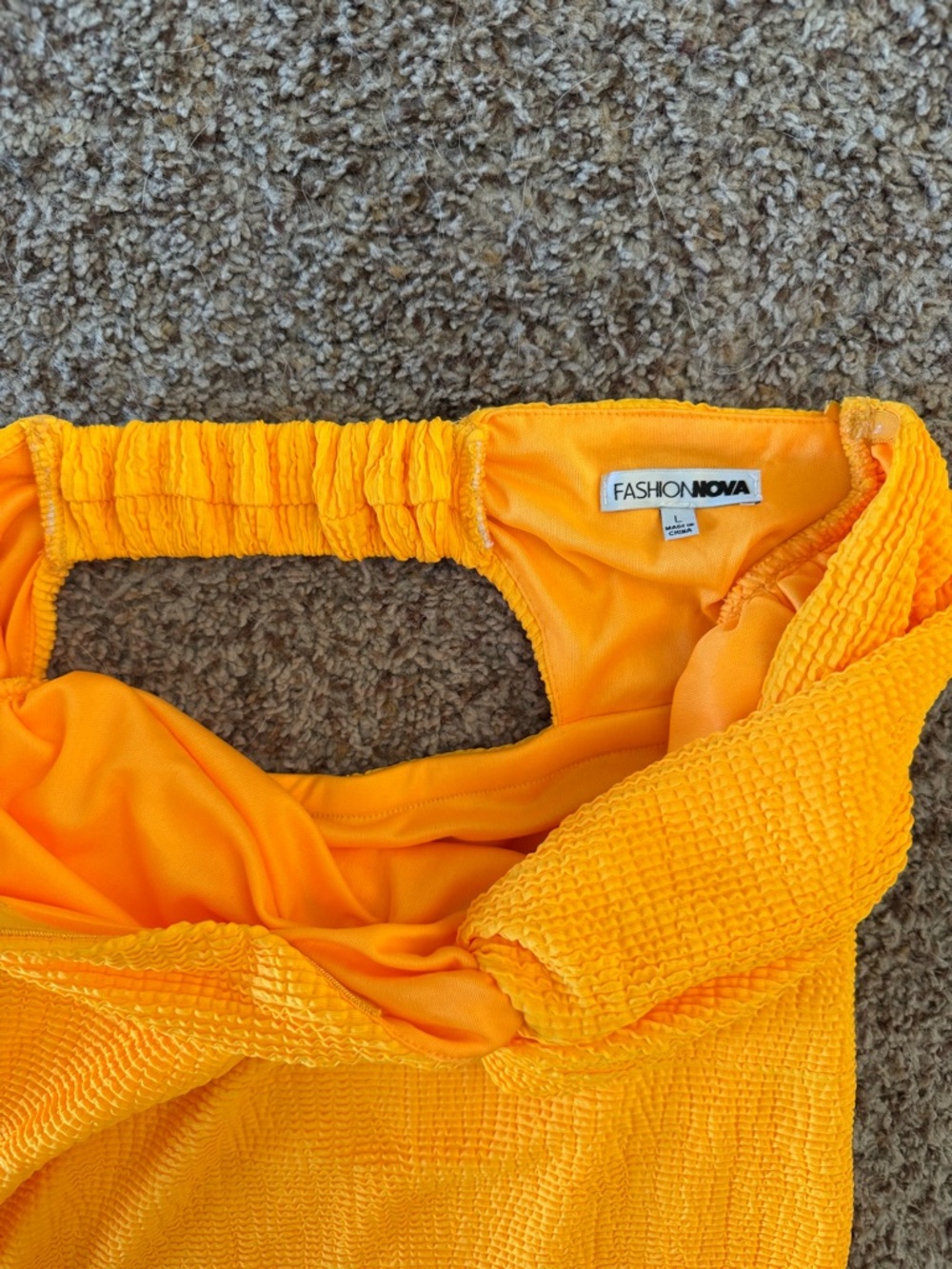 Fashion Nova “Having Fun” Textured Orange Mini Dress – Size L – NWOT - Picture 6 of 6